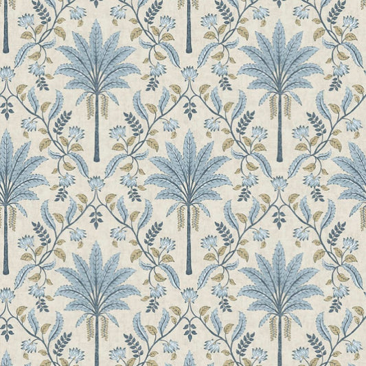 Ariara Tropical Palm Tree Wallpaper Sample - Blue
