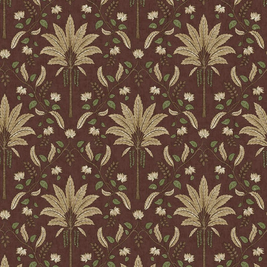 Ariara Tropical Palm Tree Wallpaper Sample - Maroon