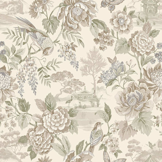 Hana Floral Blossom Wallpaper Sample - Cream