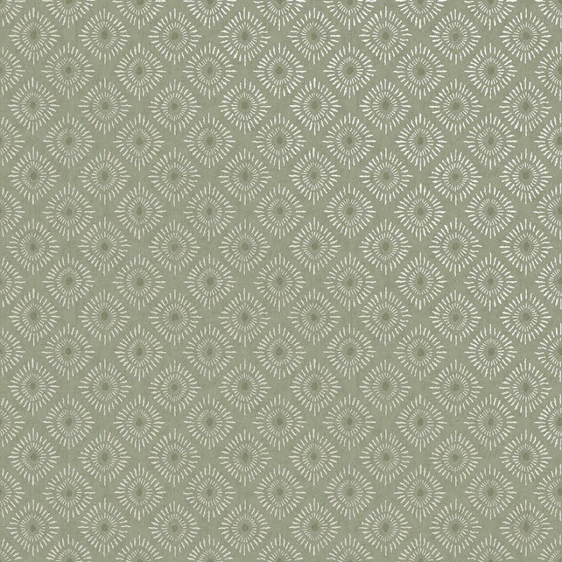 Sunstone Geometric Motif Wallpaper Sample - Sage