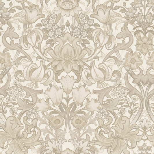 Fleurmont Ornate Floral Wallpaper Sample - Neutral