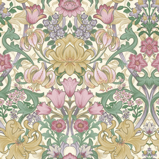 Fleurmont Ornate Floral Wallpaper Sample - Cream/Multi