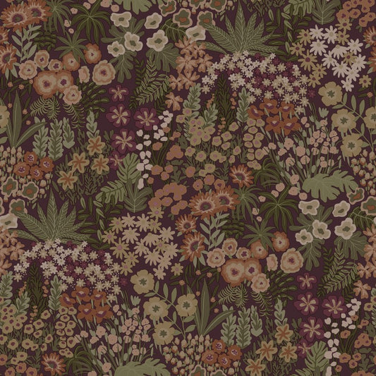 Lysandra Floral Meadow Wallpaper Sample - Mulberry