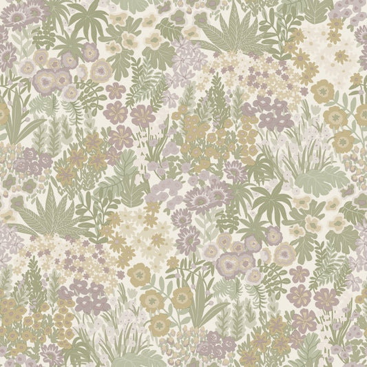 Lysandra Floral Meadow Wallpaper Sample - Cream/Heather