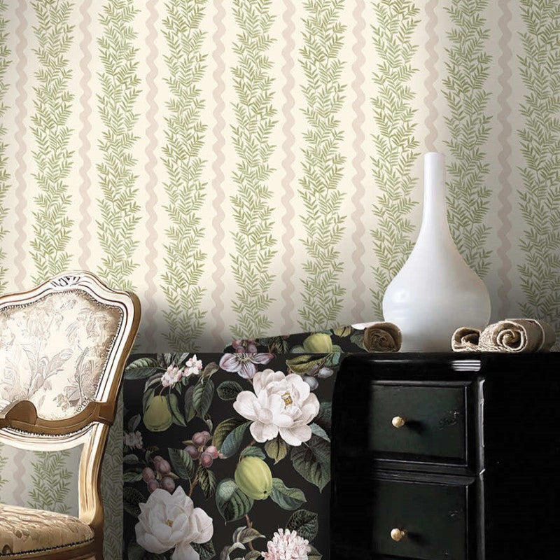 Pipkin Stripe Leaf Wallpaper