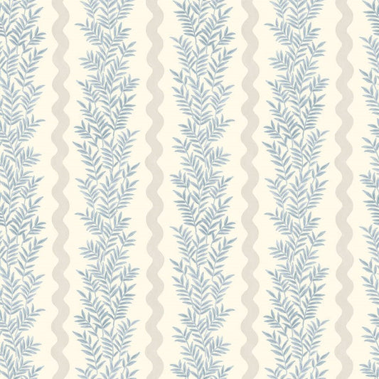 Pipkin Stripe Leaf Wallpaper Sample - Neutral/Blue