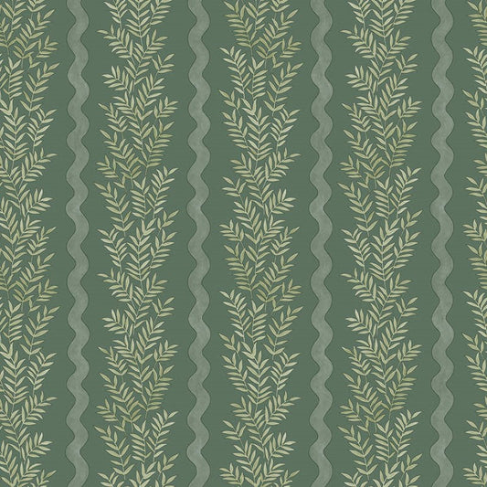 Pipkin Stripe Leaf Wallpaper Sample - Green