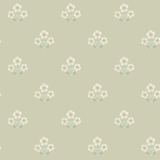Isadora Floral Motif Wallpaper Sample - Sage