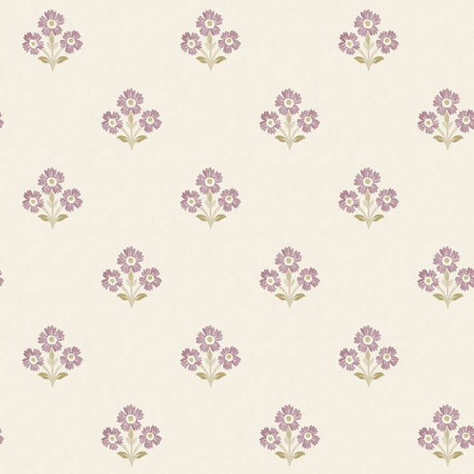 Isadora Floral Motif Wallpaper Sample - Neutral/Mulberry