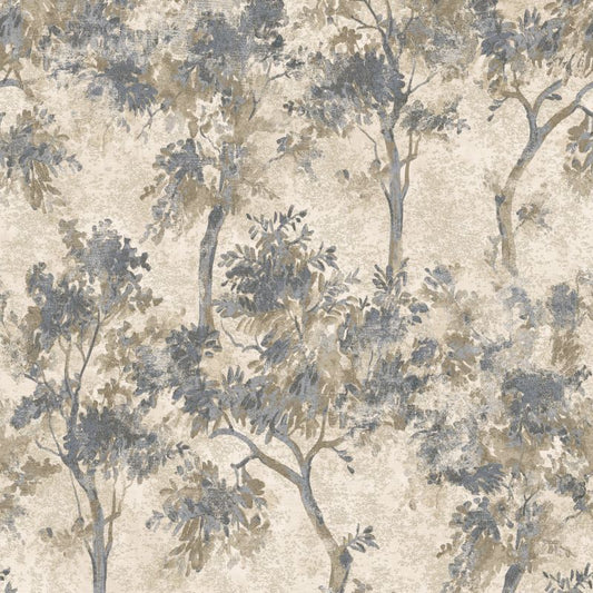Tipu Tree Wallpaper Indigo Blue Sample