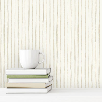 Weathered Textured Pinstripe Wallpaper