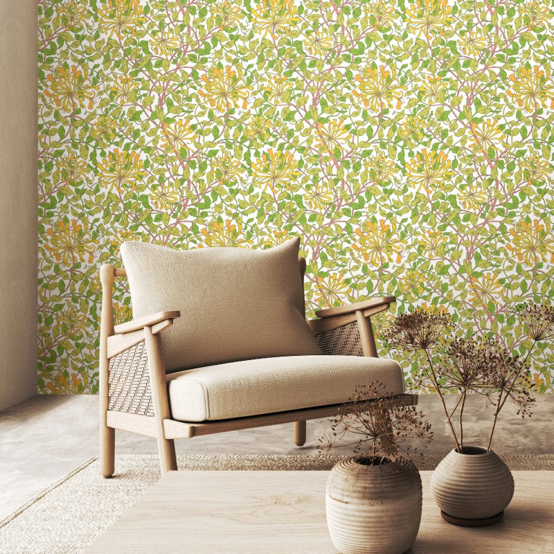 Hoopla Walls Honeysuckle Leaf Trail Wallpaper