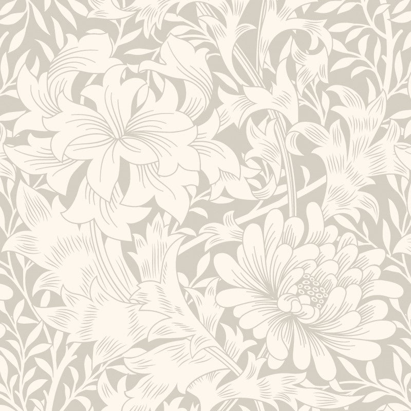 Hoopla Chrysanthemum Dove Grey Wallpaper