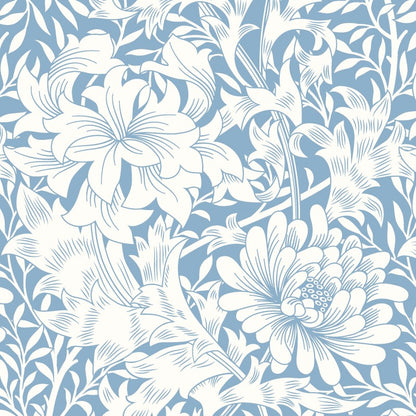 Hoopla Chrysanthemum Pale Blue Wallpaper