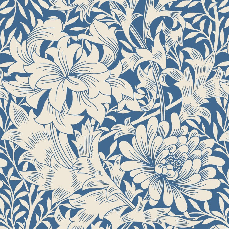 Hoopla Chrysanthemum Dark Blue Wallpaper