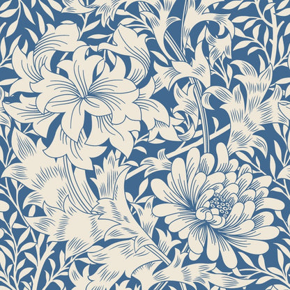 Hoopla Chrysanthemum Dark Blue Wallpaper