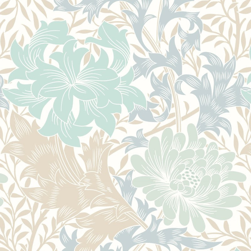 Hoopla Chrysanthemum Duck Egg Wallpaper