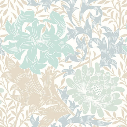 Hoopla Chrysanthemum Duck Egg Wallpaper