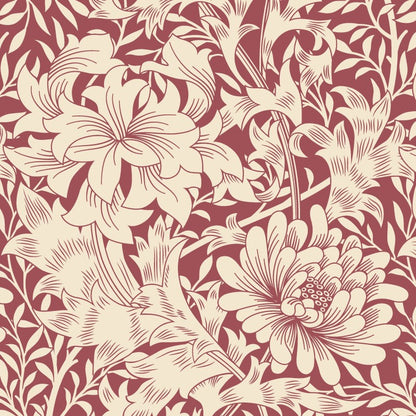 Hoopla Chrysanthemum Ruby Red Wallpaper