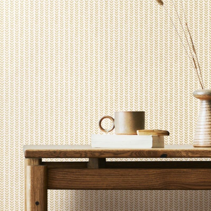 Hoopla Walls Ditsy Leaf Stripe Wallpaper