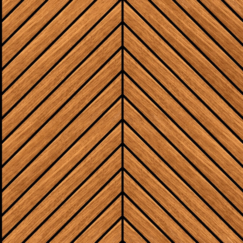 Hoopla Walls Chevron Slat Wallpaper - Teak Sample