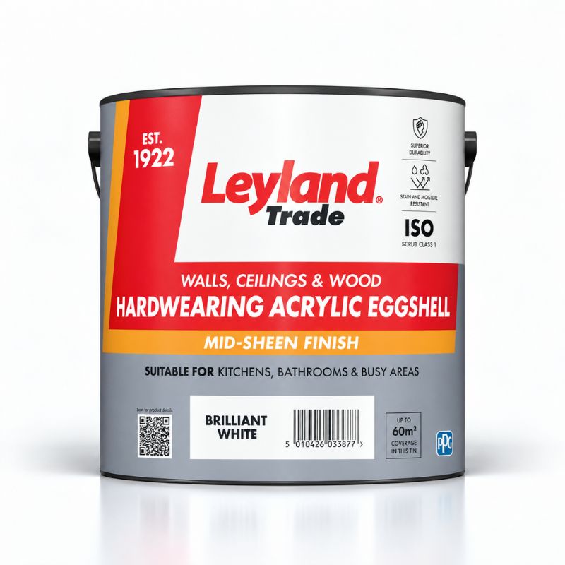 Leyland Trade Hardwearing Acrylic Eggshell - Brilliant White/Magnolia