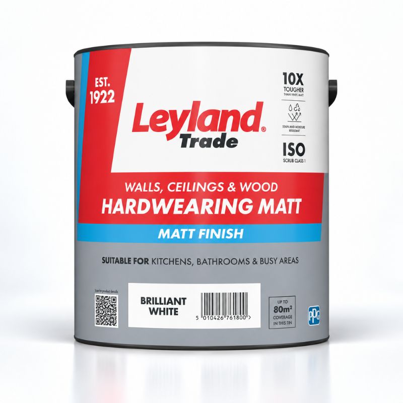 Leyland Trade Hardwearing Matt Paint - Brilliant White