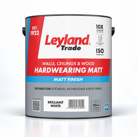 Leyland Trade Hardwearing Matt Paint - Brilliant White