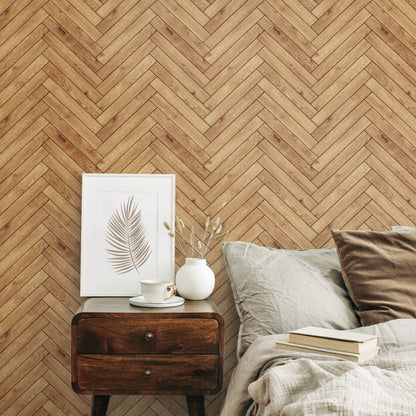 Hoopla Walls Parquet Wood Effect Wallpaper