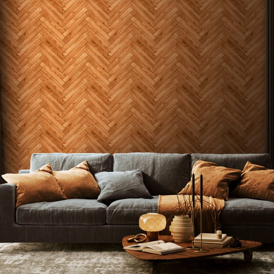 Hoopla Walls Parquet Wood Effect Wallpaper