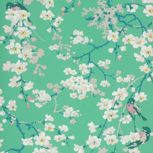 Little Greene Massingberd Blossom Wallpaper Sample - Verditer