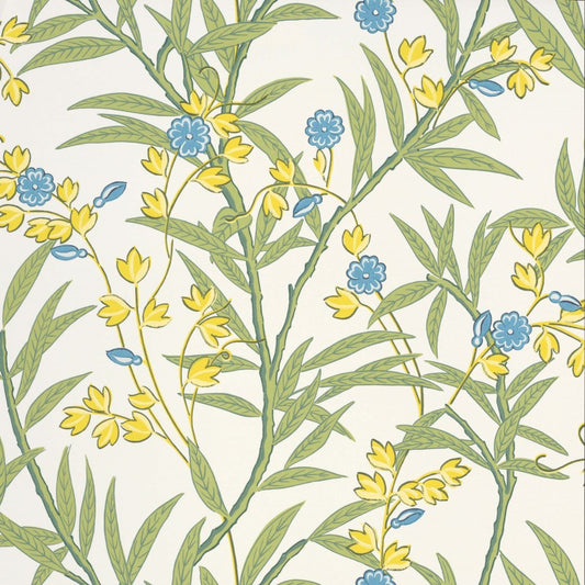 Little Greene Bamboo Floral Wallpaper Sample - Blue Verditer