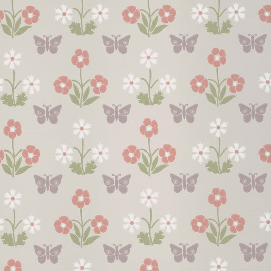 Little Greene Burges Butterfly Wallpaper Sample - French Grey