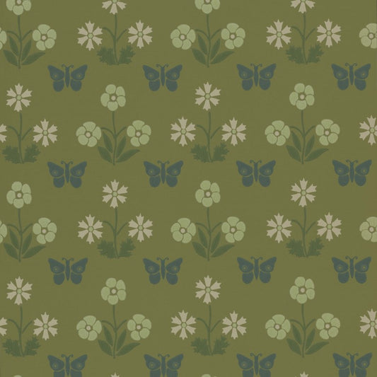Little Greene Burges Butterfly Wallpaper Sample - Garden