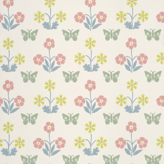 Little Greene Burges Butterfly Wallpaper Sample - Slaked Lime