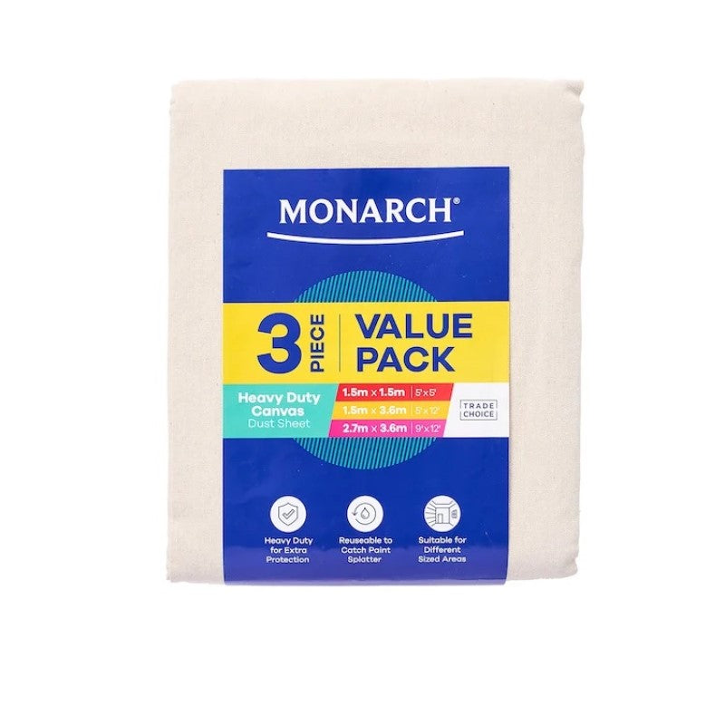 Monarch Heavy Duty Canvas Dust Sheets (3 Pack)