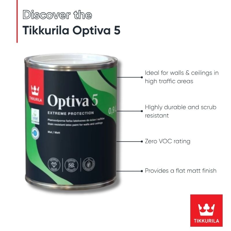 Tikkurila Optiva 5 Scrubbable Matt for Walls & Ceilings - Colour Match