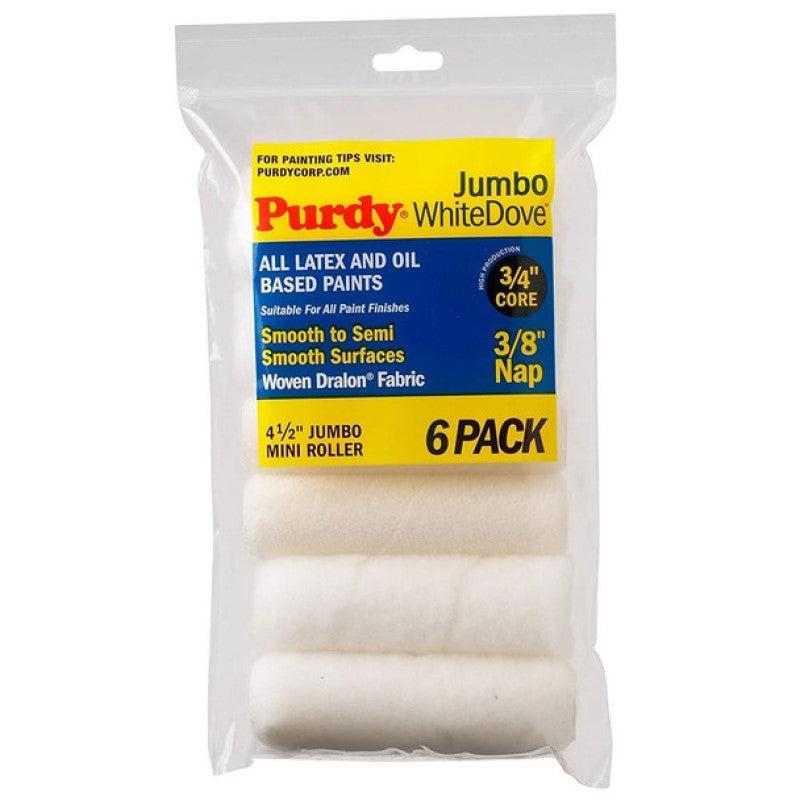 Purdy Jumbo White Dove Mini Roller Sleeve - 6 Pack