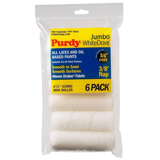 Purdy Jumbo White Dove Mini Roller Sleeve - 6 Pack