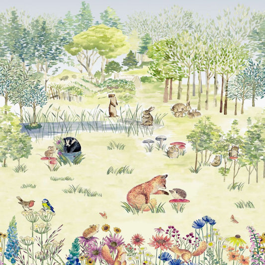 Little Greene Potter's Woodland Mural Wallpaper Sample - Spring
