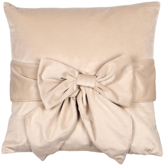 Malini Cream Velvet Tiedup Bow Cushion