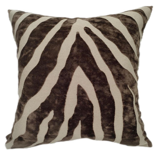 Malini Zebedeedodah Choc Brown Zebra Print Cushion