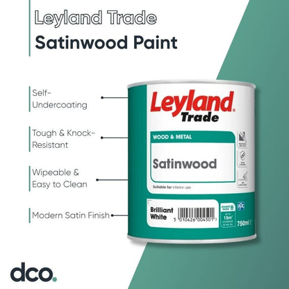 Leyland Trade Satinwood Paint - Brilliant White