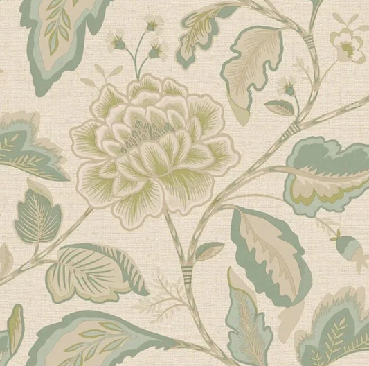 Maya Leaf Trail Wallpaper - Sage/Cream Sample