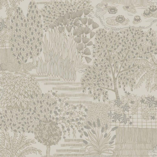 Mirissa Japanese Garden Wallpaper - Dove Sample