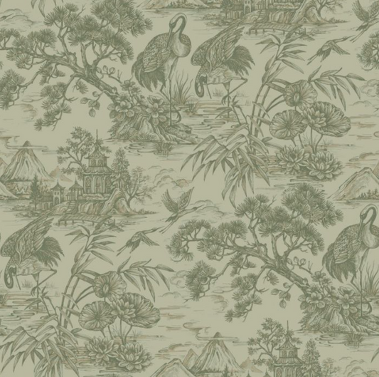 Natoru Oriental Wallpaper - Sage Sample