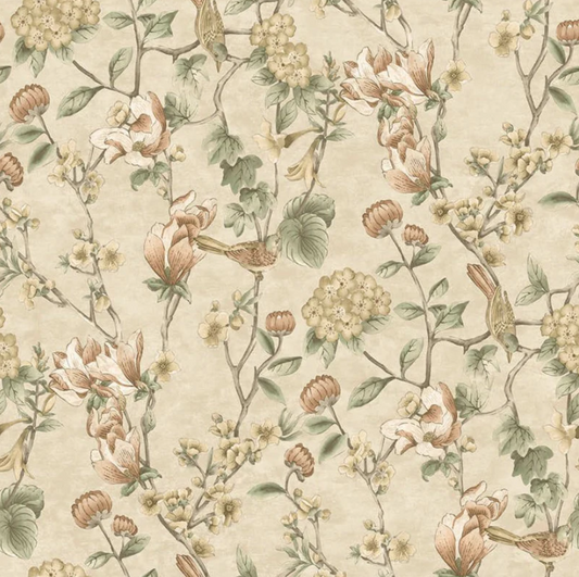 Nightingale Floral Trail Wallpaper - Cream Sample