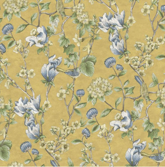 Nightingale Floral Trail Wallpaper - Ochre Sample