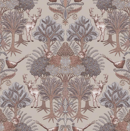 Nordic Deer Woodland Wallpaper Taupe Sample