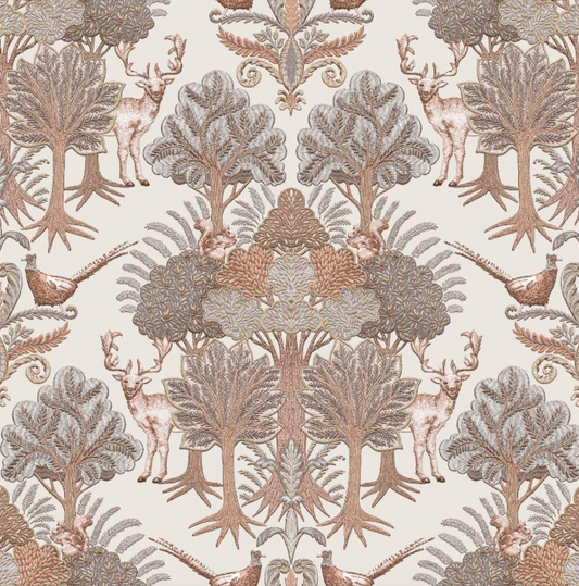 Nordic Deer Woodland Wallpaper - Beige Sample